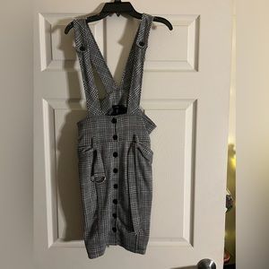 Plaid Black and White Overall Dress